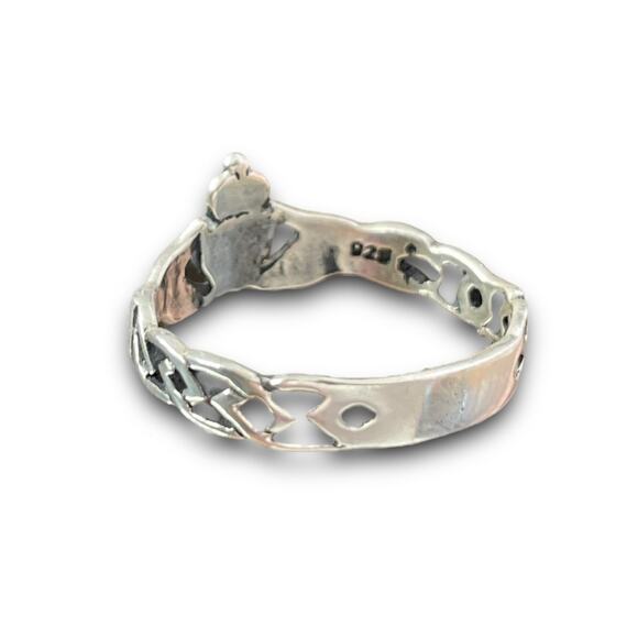 Vintage 925 Sterling Silver Claddaugh Ring sz 7,5 - Picture 3 of 4